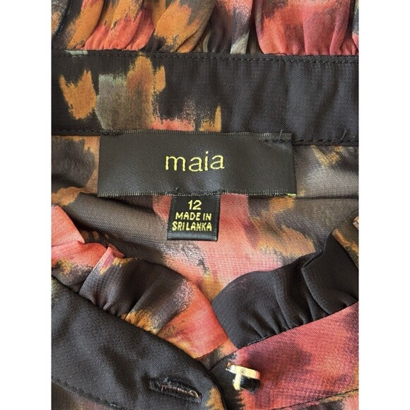 MAIA Long Sleeve Floral Chiffon Shift Dress Women 12 Lined Above Length Button - Picture 3 of 12